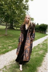 NIDODILEDA Morrison Overcoat Floral Jacquard Faux Fur Multi Φλοράλ Παλτό με Γούνα