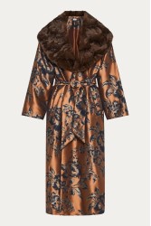 NIDODILEDA Morrison Overcoat Floral Jacquard Faux Fur Multi Φλοράλ Παλτό με Γούνα