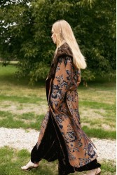NIDODILEDA Morrison Overcoat Floral Jacquard Faux Fur Multi Φλοράλ Παλτό με Γούνα