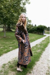 NIDODILEDA Morrison Overcoat Floral Jacquard Faux Fur Multi Φλοράλ Παλτό με Γούνα