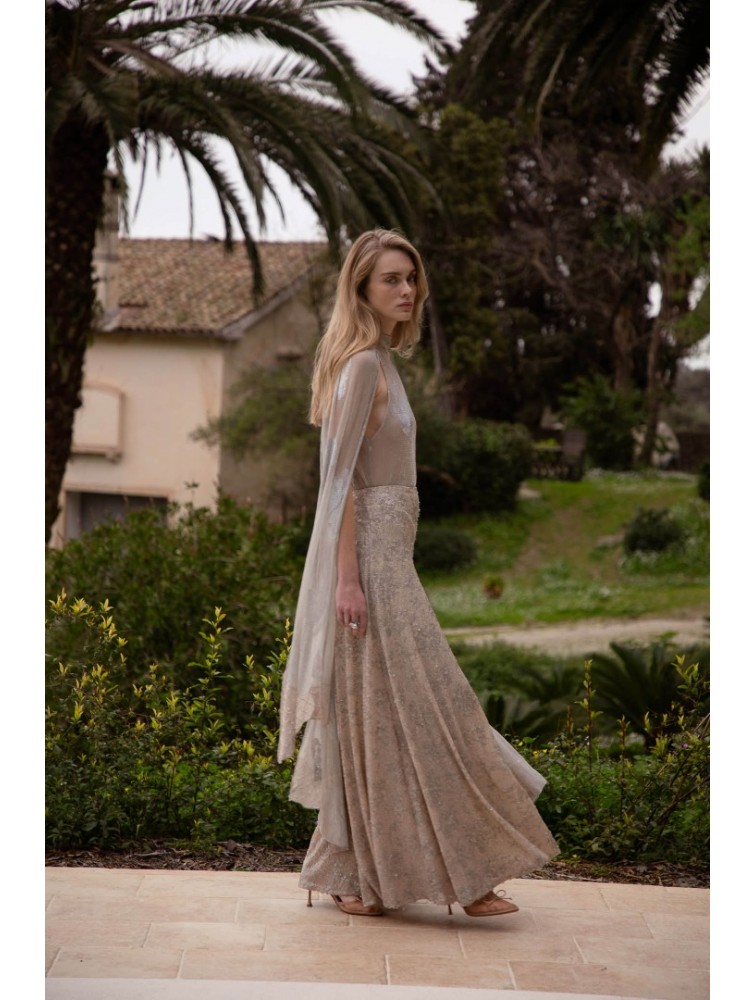 NIDODILEDA Movement Pants Sequin Embroidered Nude Ασημί Παγετένια Παντελόνα