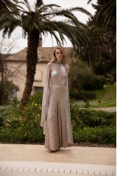 NIDODILEDA Movement Pants Sequin Embroidered Nude Ασημί Παγετένια Παντελόνα