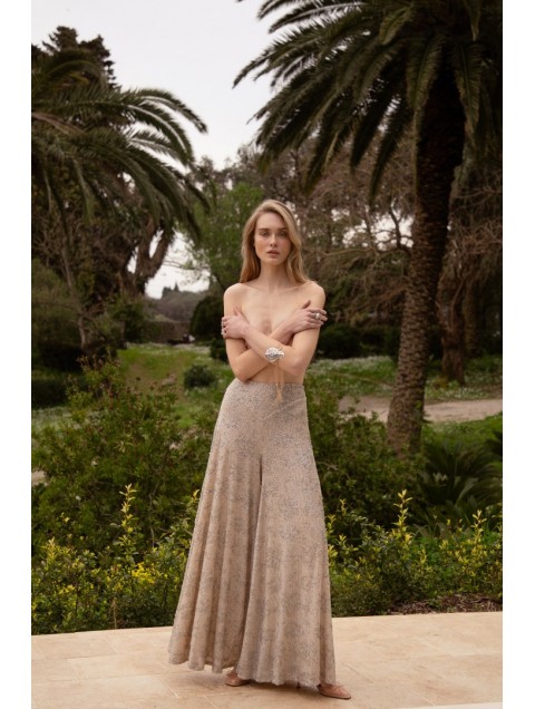 NIDODILEDA Movement Pants Sequin Embroidered Nude Ασημί Παγετένια Παντελόνα