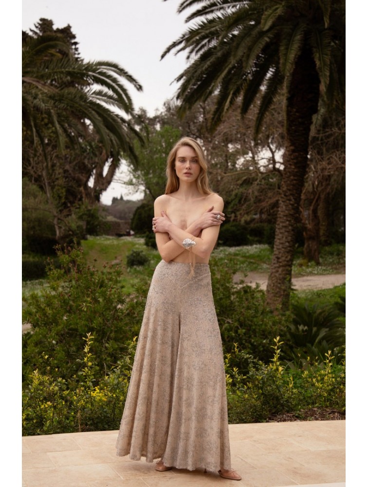 NIDODILEDA Movement Pants Sequin Embroidered Nude Ασημί Παγετένια Παντελόνα