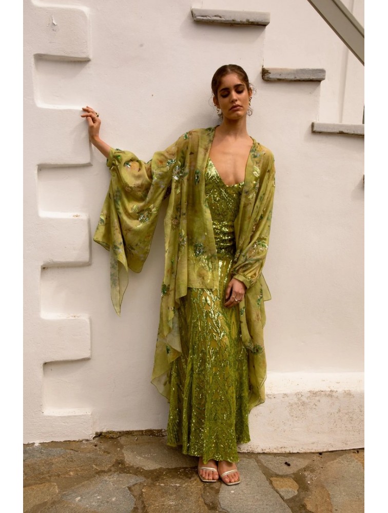 NIDODILEDA Nolwen Kimono Shirt Floral Sequined Embroidered