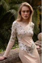 NIDODILEDA Nomadic Dress Beaded Sequined Net Applique