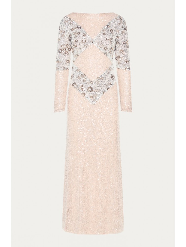 NIDODILEDA Nomadic Dress Beaded Sequined Net Applique