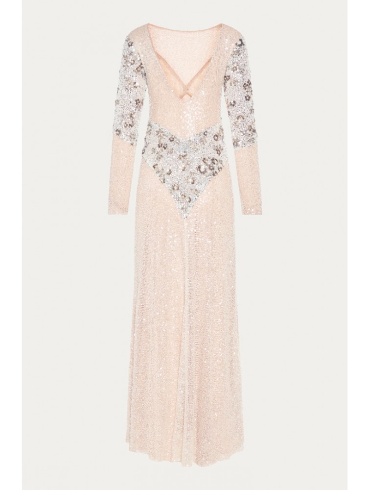 NIDODILEDA Nomadic Dress Beaded Sequined Net Applique