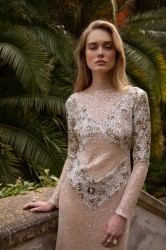 NIDODILEDA Nomadic Dress Beaded Sequined Net Applique