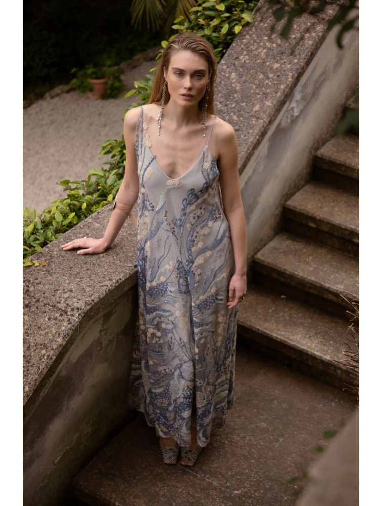 NIDODILEDA Nominal Top Dress Bead Embroidered Semi-sheer