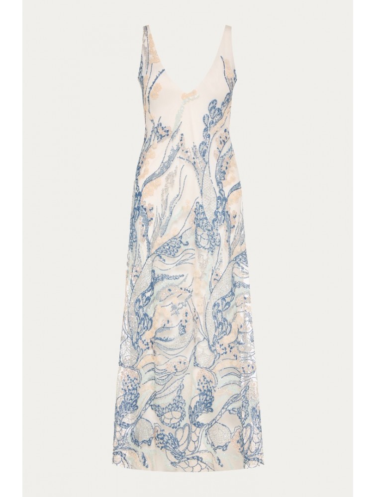 NIDODILEDA Nominal Top Dress Bead Embroidered Semi-sheer