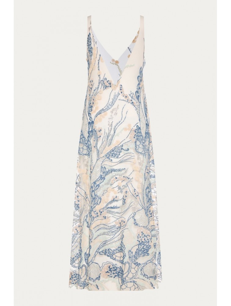 NIDODILEDA Nominal Top Dress Bead Embroidered Semi-sheer