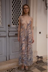NIDODILEDA Nominal Top Dress Bead Embroidered Semi-sheer