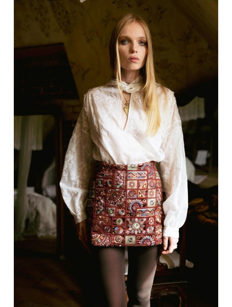 NIDODILEDA Nora Skirt Embroidered Mini Multi Μίνι Πολύχρωμη Κεντητή Φούστα