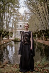 NIDODILEDA Omnia Dress Black Velvet Lace Μαύρο Βελούδινο Φόρεμα με Δαντέλα
