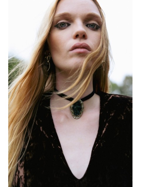 NIDODILEDA Onyx Choker Belt Velvet Rhinestone Μαύρο Τσόκερ με Βελούδινη Κορδέλα