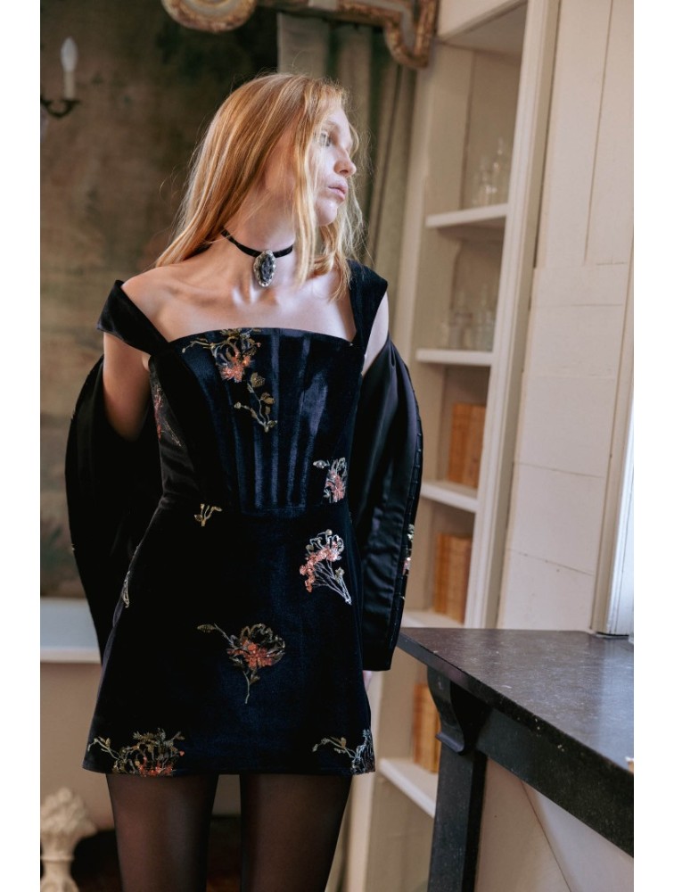 NIDODILEDA Onyx Choker Belt Velvet Rhinestone Μαύρο Τσόκερ με Βελούδινη Κορδέλα