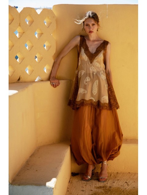 NIDODILEDA Orian Balloon Pants Semisheer Muslin Κάραμελ Μπαλούν Παντελόνα 