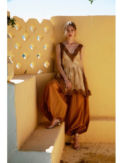 NIDODILEDA Orian Balloon Pants Semisheer Muslin Κάραμελ Μπαλούν Παντελόνα 