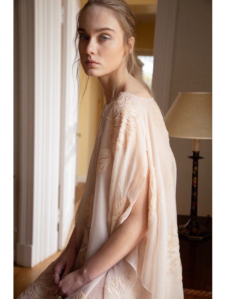 NIDODILEDA Path Cape Bead Embroidered Slitted