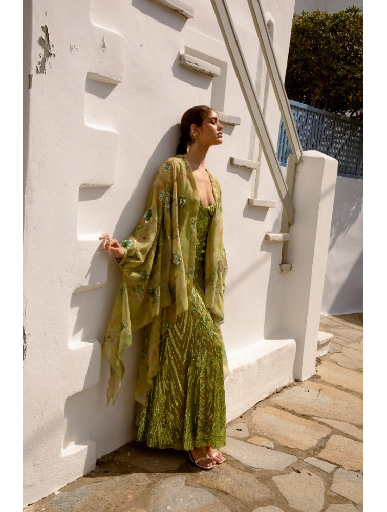 NIDODILEDA Perdita Dress Sequined Πράσινο Παγετένιο Φόρεμα