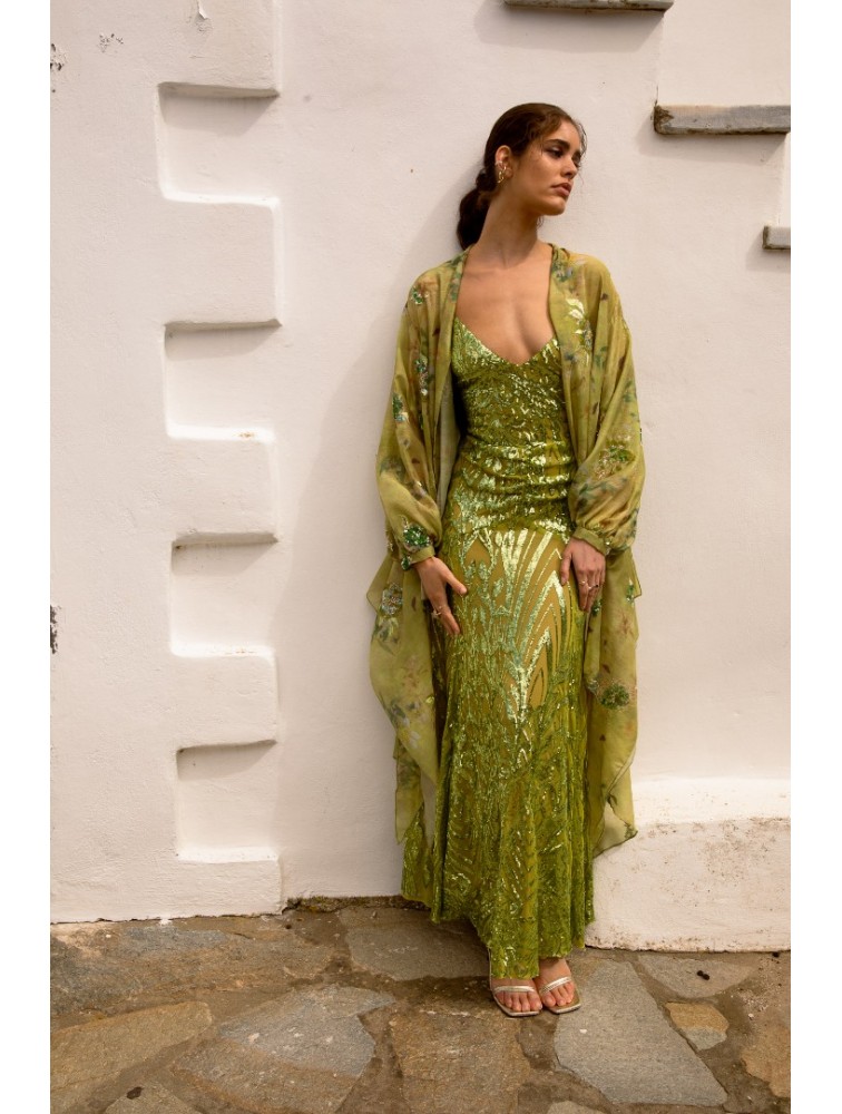 NIDODILEDA Perdita Dress Sequined Πράσινο Παγετένιο Φόρεμα