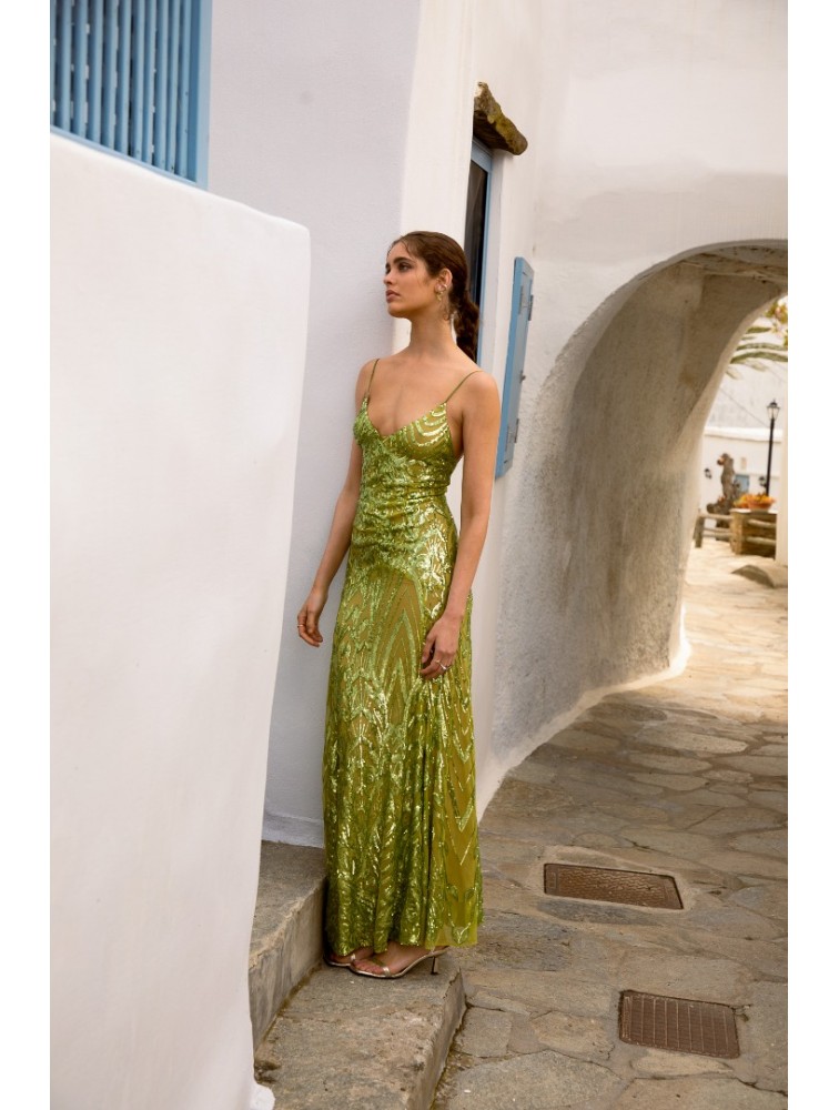 NIDODILEDA Perdita Dress Sequined Πράσινο Παγετένιο Φόρεμα