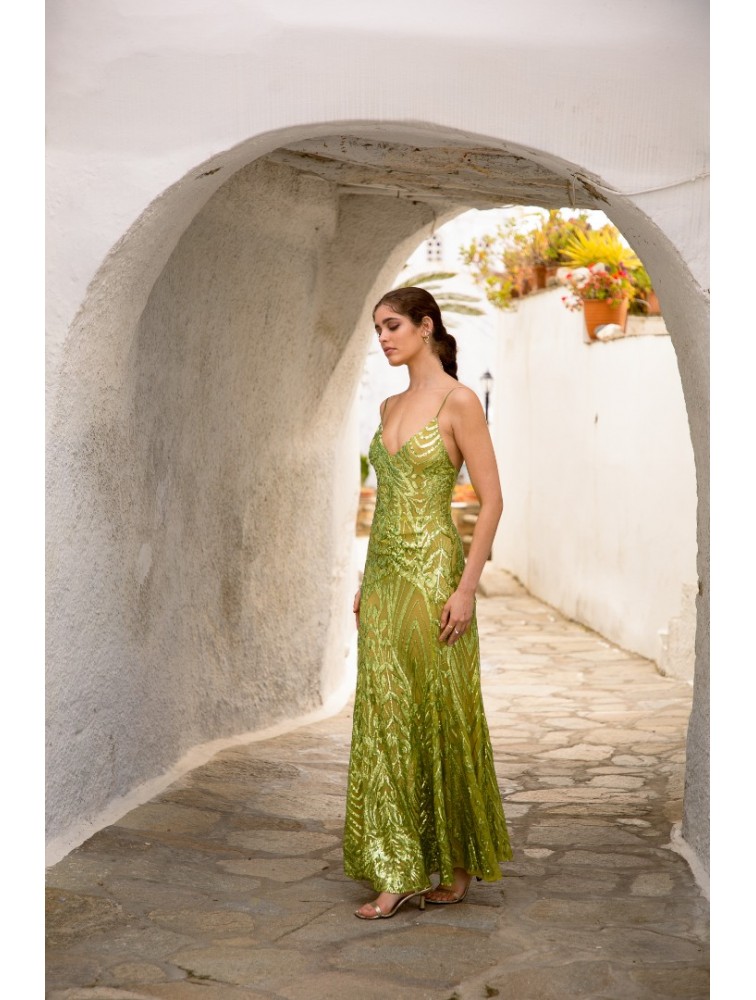 NIDODILEDA Perdita Dress Sequined Πράσινο Παγετένιο Φόρεμα