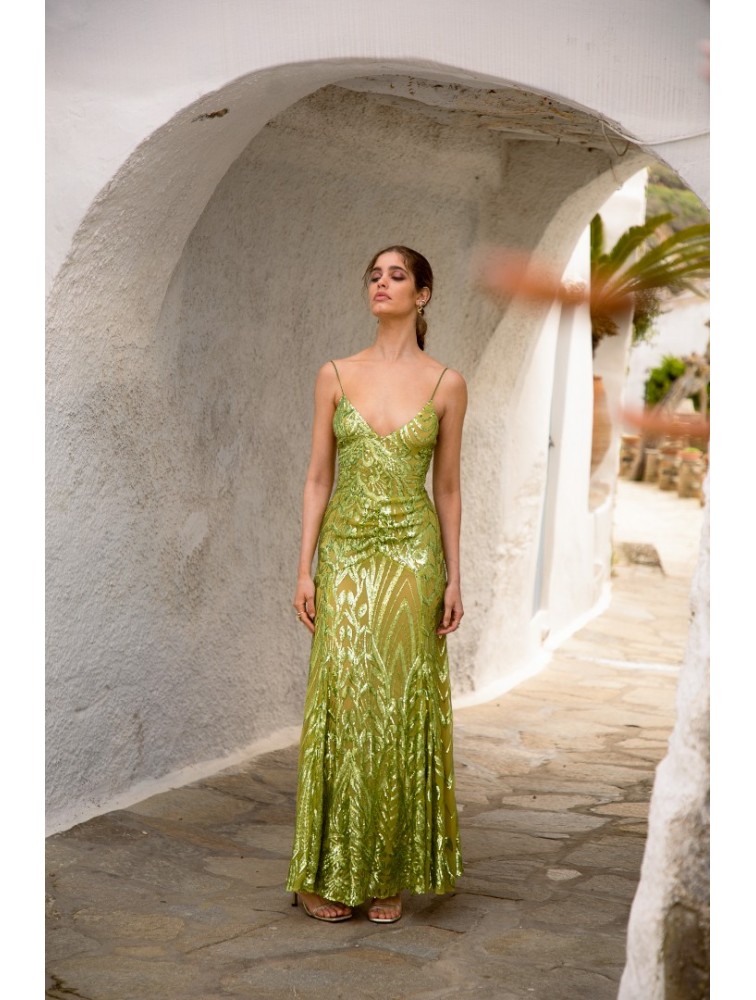 NIDODILEDA Perdita Dress Sequined Πράσινο Παγετένιο Φόρεμα