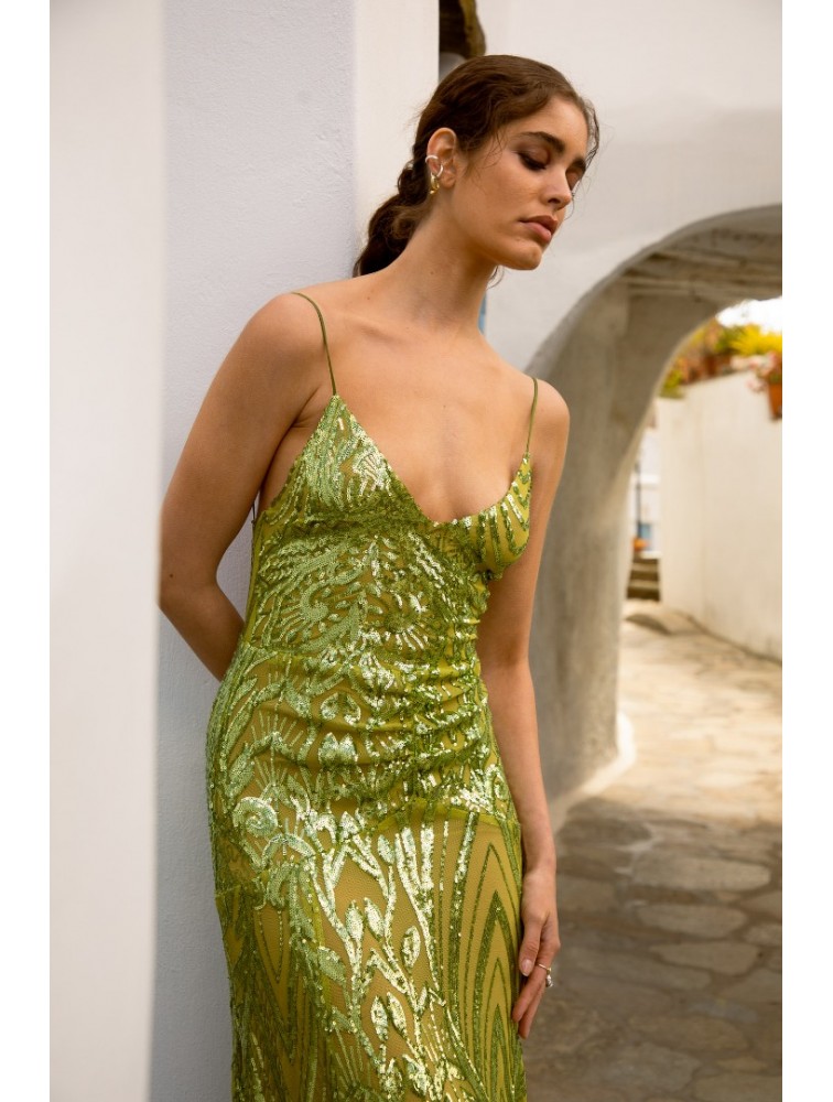 NIDODILEDA Perdita Dress Sequined Πράσινο Παγετένιο Φόρεμα