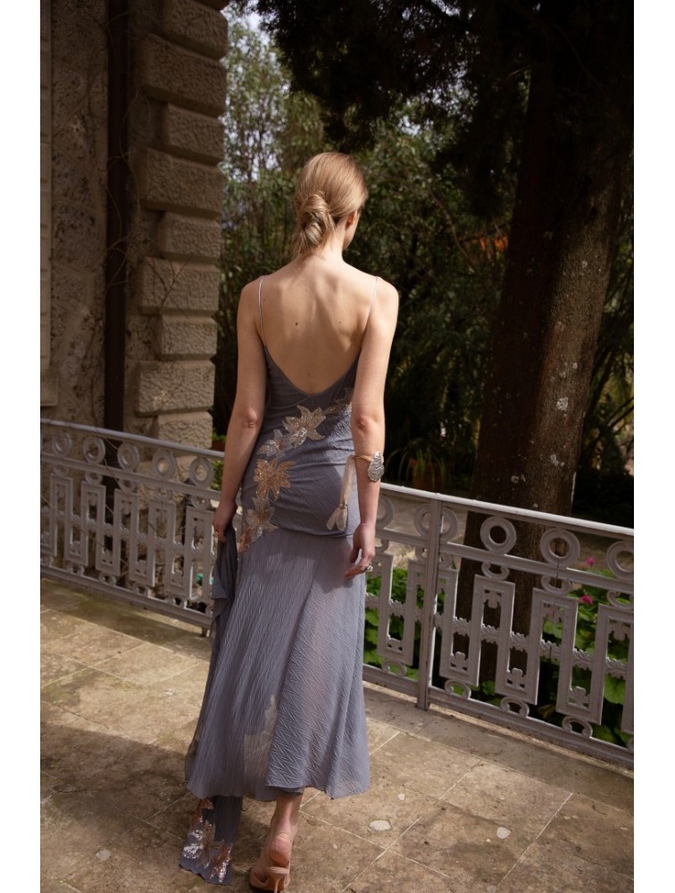 NIDODILEDA Phase Dress Sequined Floral Applique