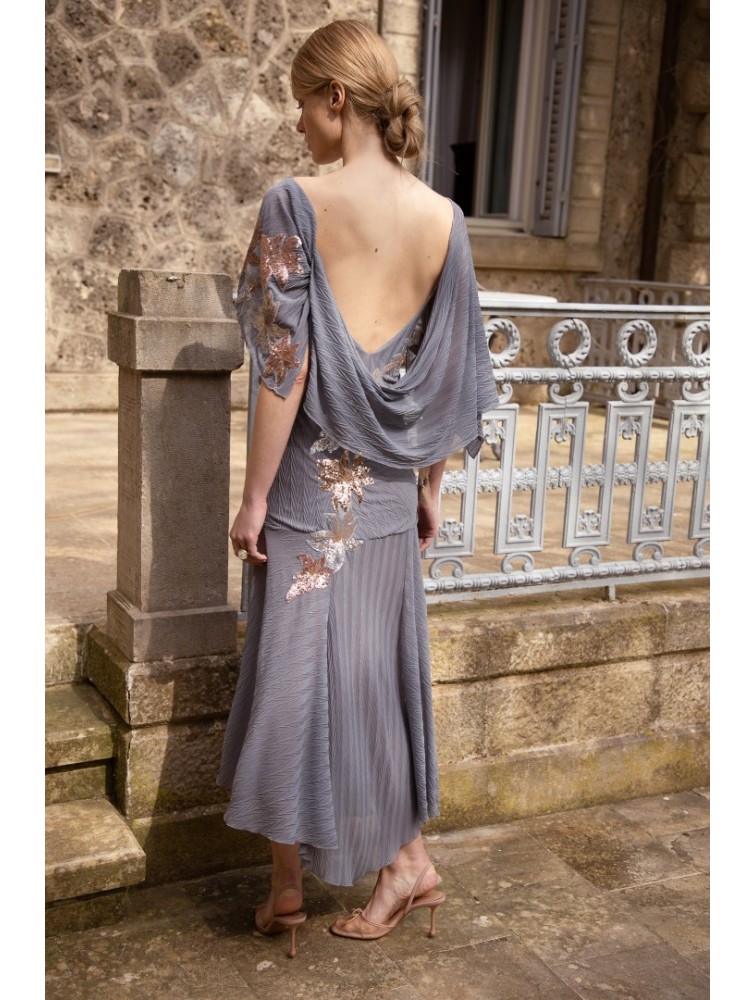 NIDODILEDA Phase Dress Sequined Floral Applique