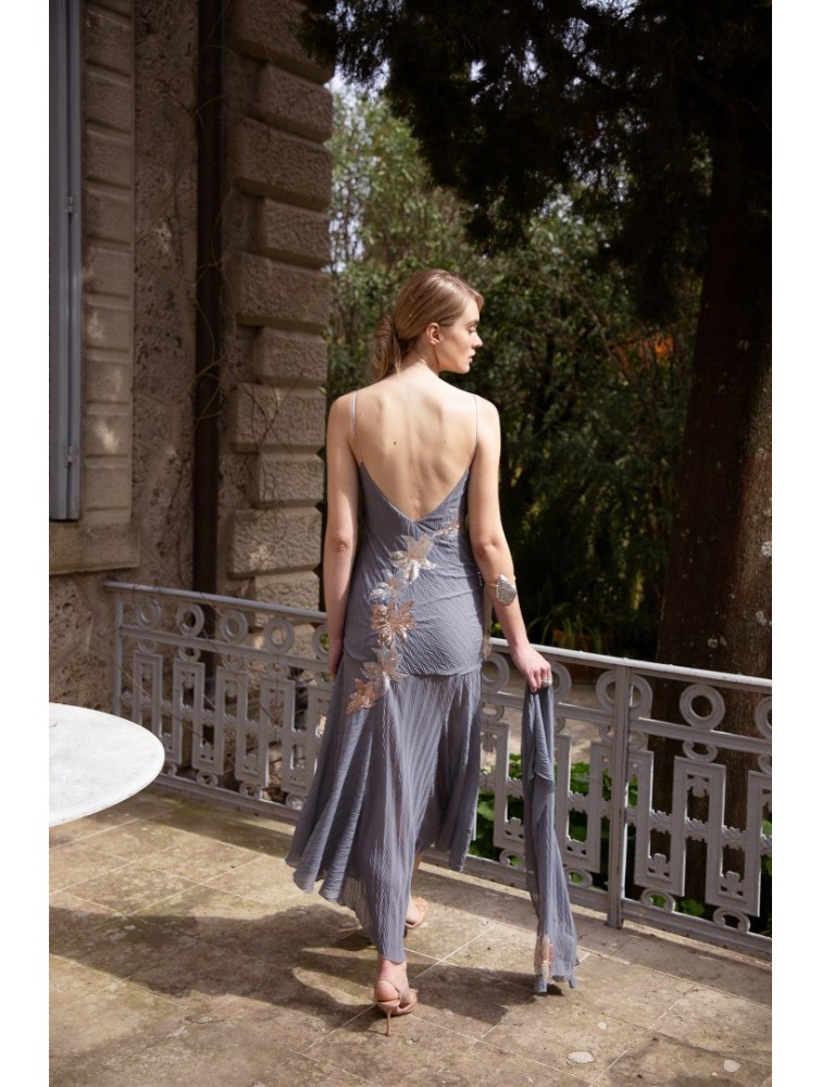 NIDODILEDA Phase Dress Sequined Floral Applique