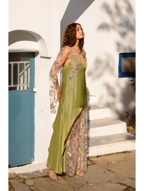 NIDODILEDA Philomena Dress Satin Floral Embroidered