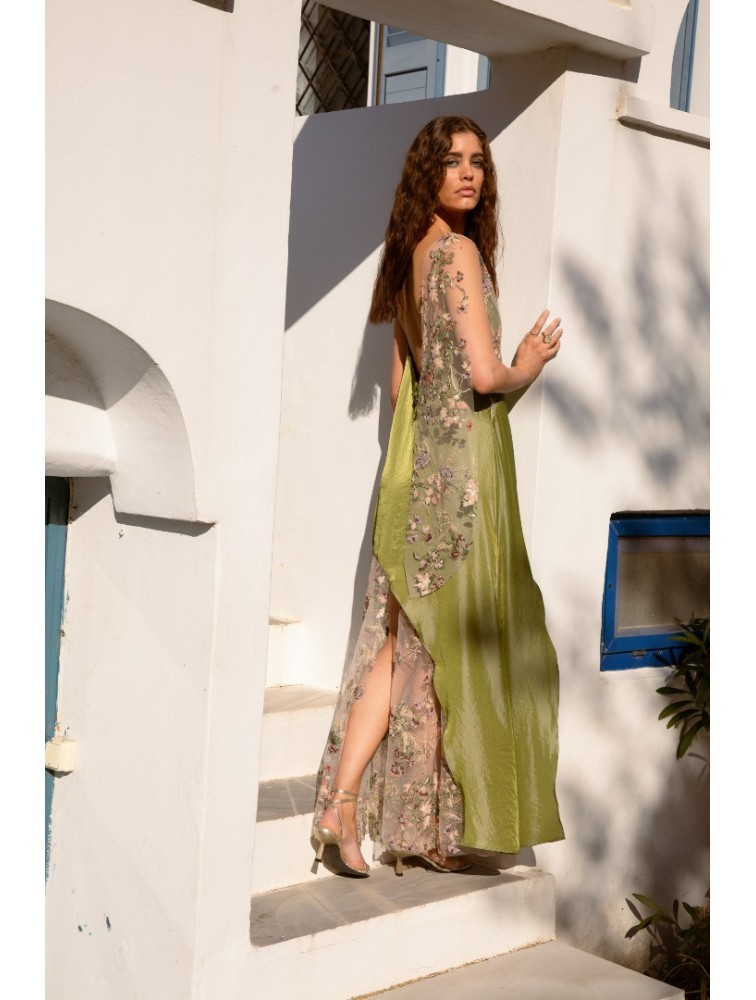 NIDODILEDA Philomena Dress Satin Floral Embroidered