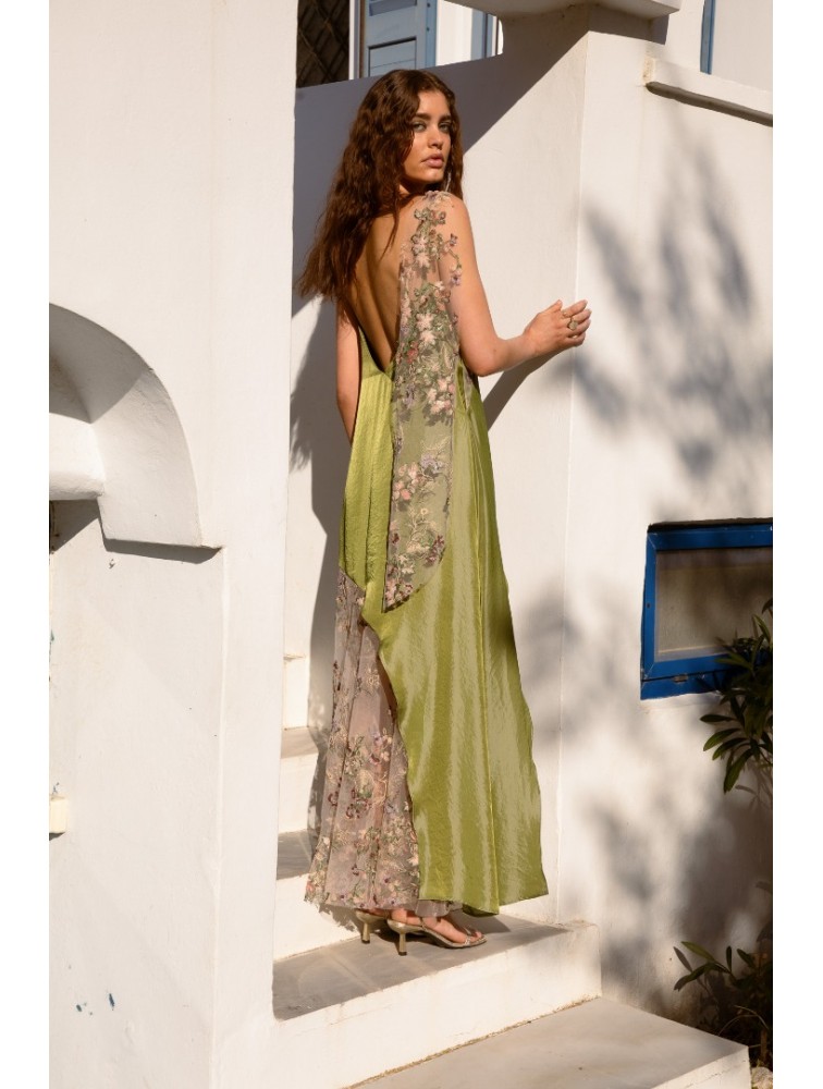 NIDODILEDA Philomena Dress Satin Floral Embroidered