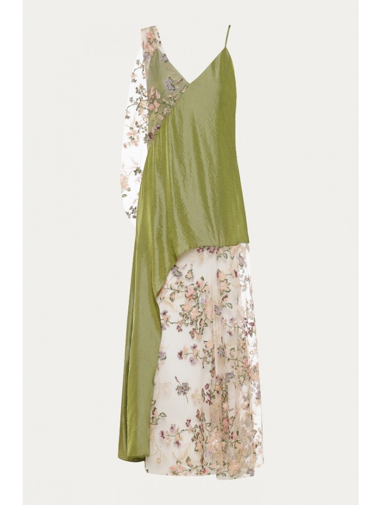 NIDODILEDA Philomena Dress Satin Floral Embroidered