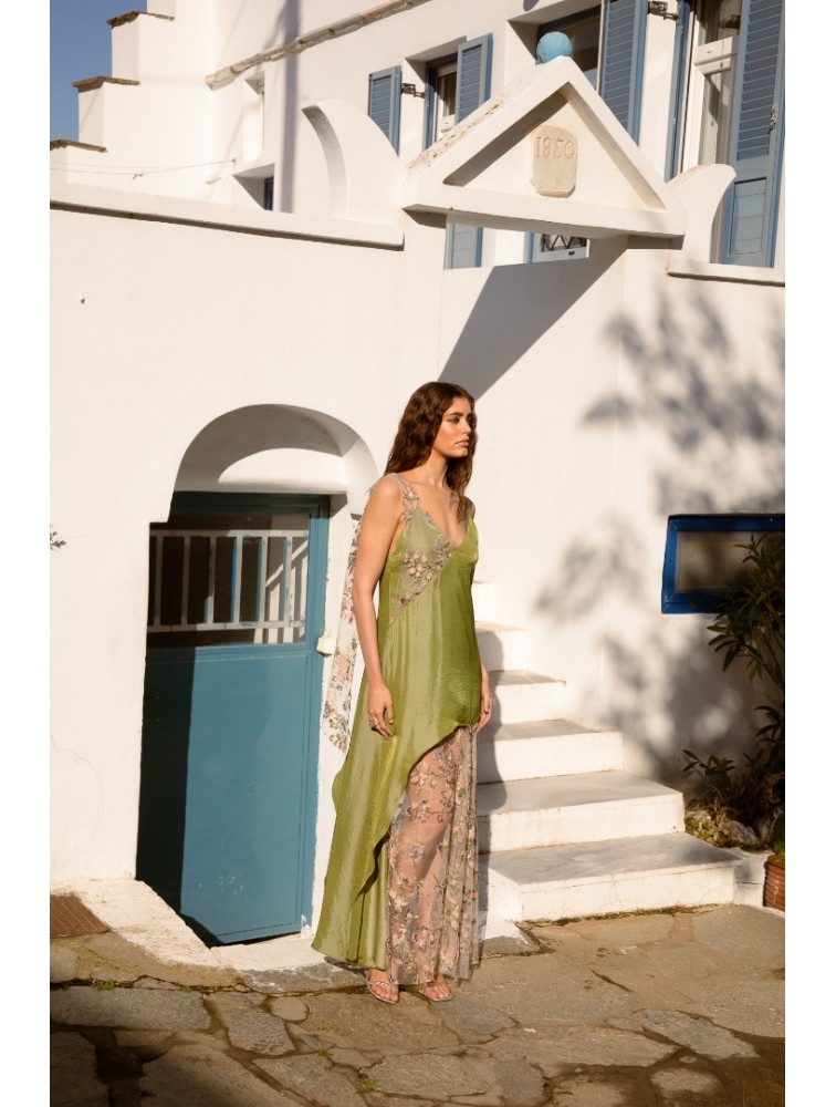 NIDODILEDA Philomena Dress Satin Floral Embroidered
