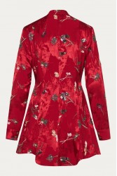 NIDODILEDA Prairie Shirt Dress Satin Embroidered Red Κόκκινο Σατέν Κεντητό Πουκαμισοφόρεμα