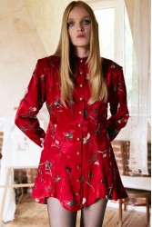 NIDODILEDA Prairie Shirt Dress Satin Embroidered Red Κόκκινο Σατέν Κεντητό Πουκαμισοφόρεμα