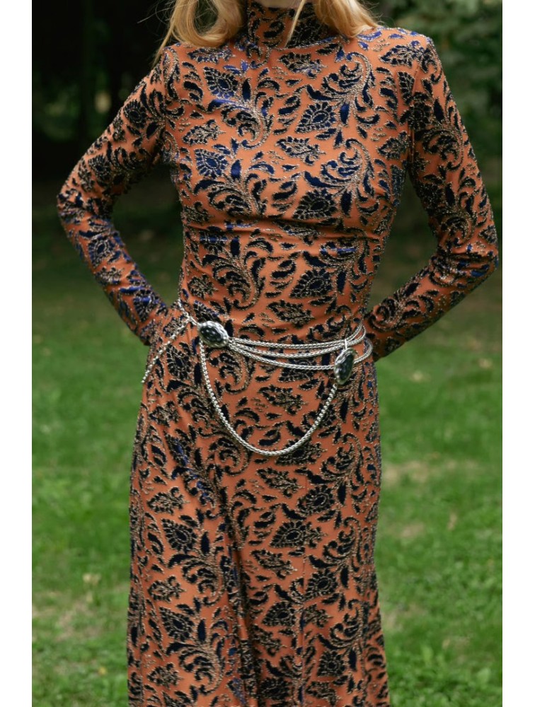 NIDODILEDA Raven Chain Belt Layered Rhinestone Antique Silver Ασημί Αλυσίδα Ζώνη