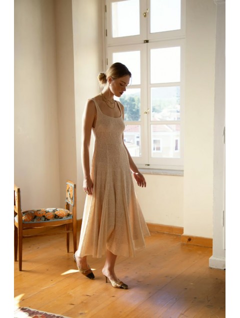 NIDODILEDA Realm Dress Knit Πλεκτό Εκρού Φόρεμα