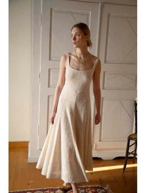 NIDODILEDA Realm Dress Knit Πλεκτό Εκρού Φόρεμα