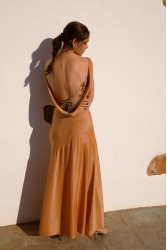 NIDODILEDA Rhea Dress Satin Lace Embellished Πορτοκαλί Σατέν Φόρεμα