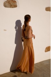 NIDODILEDA Rhea Dress Satin Lace Embellished Πορτοκαλί Σατέν Φόρεμα