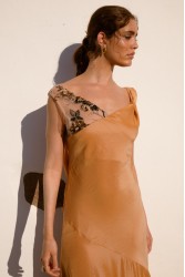 NIDODILEDA Rhea Dress Satin Lace Embellished Πορτοκαλί Σατέν Φόρεμα