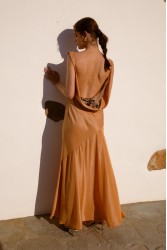 NIDODILEDA Rhea Dress Satin Lace Embellished Πορτοκαλί Σατέν Φόρεμα