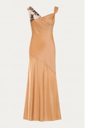 NIDODILEDA Rhea Dress Satin Lace Embellished Πορτοκαλί Σατέν Φόρεμα