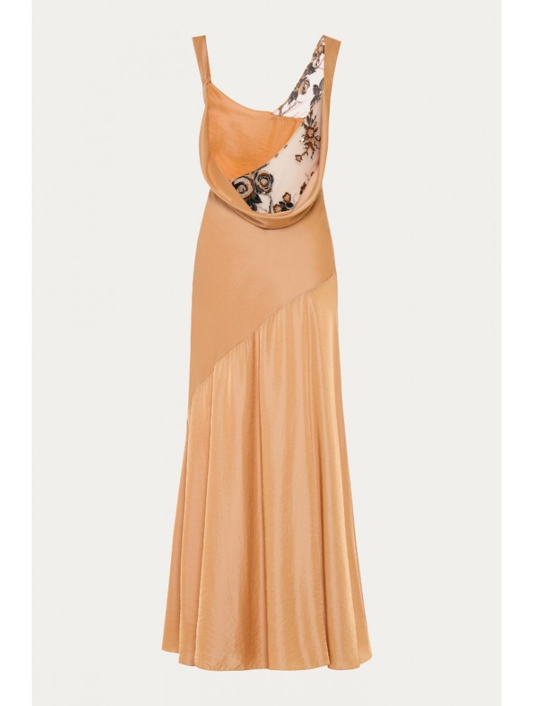 NIDODILEDA Rhea Dress Satin Lace Embellished Πορτοκαλί Σατέν Φόρεμα