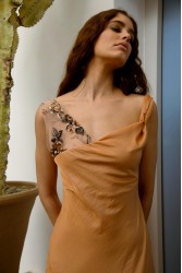 NIDODILEDA Rhea Dress Satin Lace Embellished Πορτοκαλί Σατέν Φόρεμα